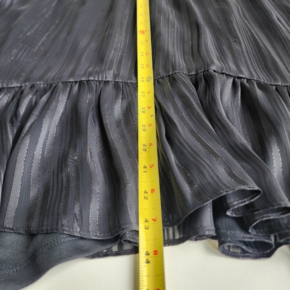 MSK Womens Black Silver Metallic Mock Neck Keyhole Dress Midi Smocked Waist Sz L - Picture 11 of 13